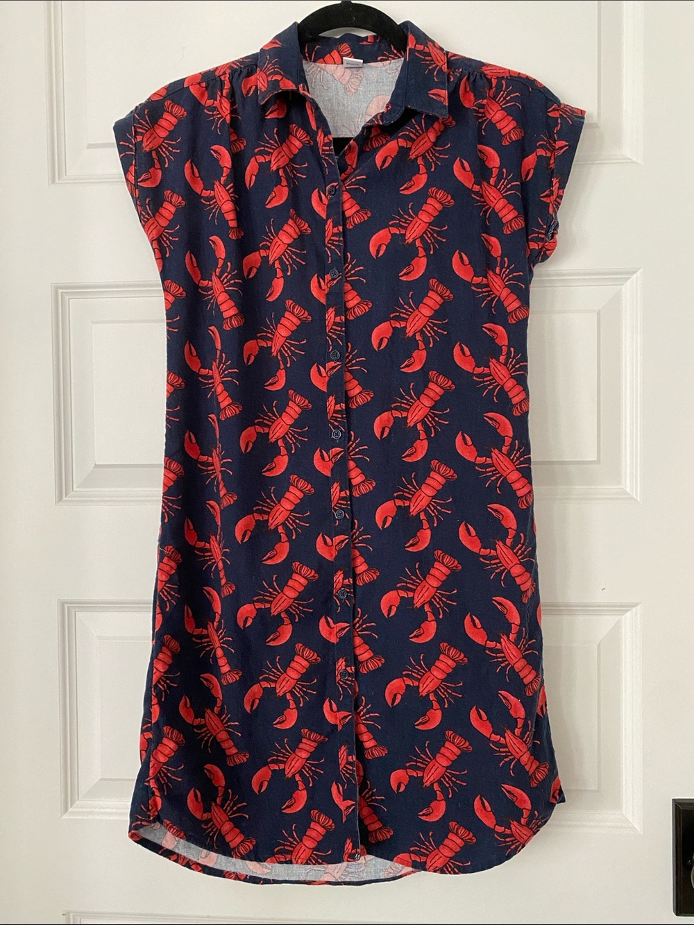 Old Navy Navy Blue Dress with Red Lobster Print